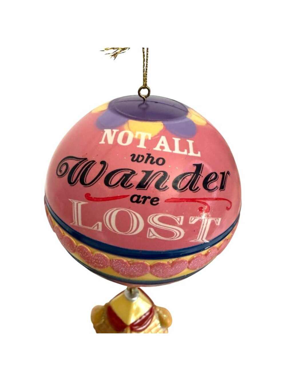 2 Kurt Adler Hot Air Balloon Christmas Ornaments Inspirational Words Plastic VTG - Picture 6 of 10